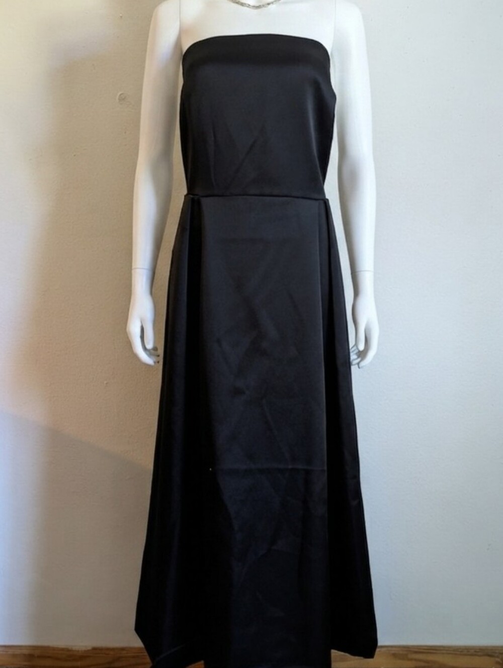 H&M Black Satin-Finish Strapless Maxi Dress, Size XXL - Picture 1 of 9